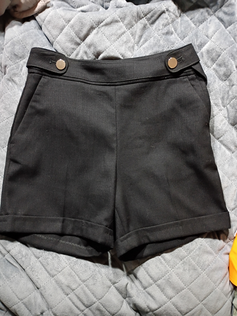 NWOT H&M Black High-Waist Sailor Shorts Pockets Buttons Side Zip Goth Preppy 4